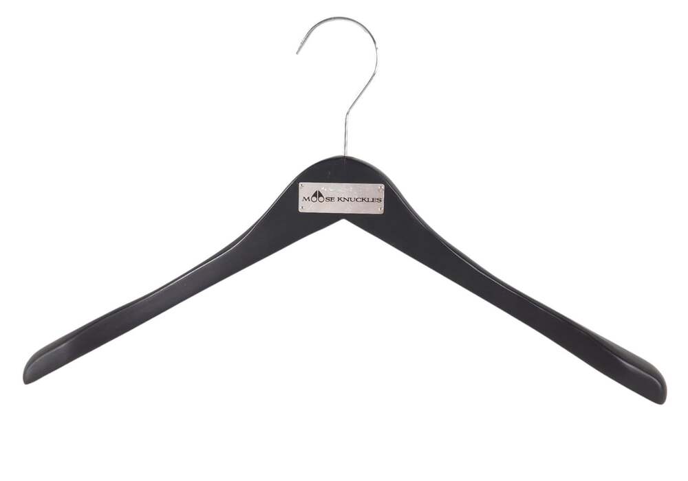 Moose Knuckles Heavy Duty Wooden Coat Hangers Set of 4 Two Sizes Black